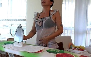 Naughty housewife obtaining hot during her work