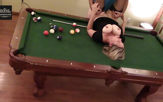 Adult Wife big boobs with lofty heels Fucked on pool table on touching orgasm